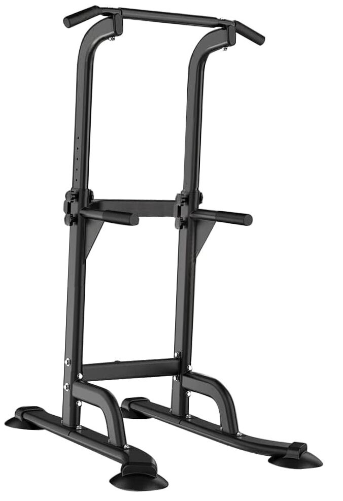 Power Tower Pull Up Bar and Dip Station, Height Adjustable Dip Stand Black
