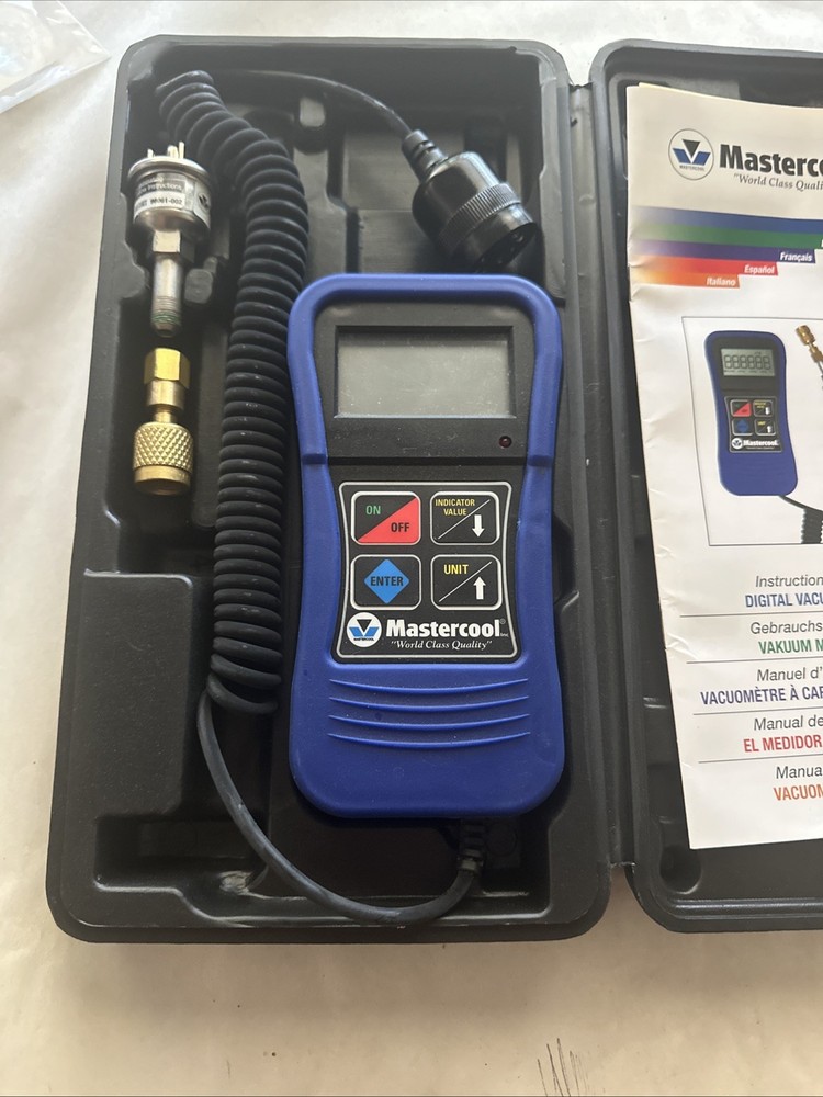 Mastercool Digital Vacuum Gauge 98061 Vacuum Test Micron Units w/ Case