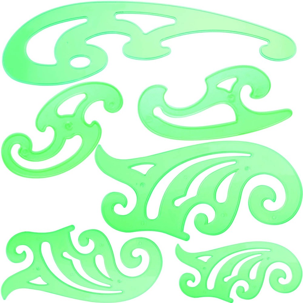 6 Pieces Plastic French Curve Ruler Multi-Function Comic Template Tool Set fo...