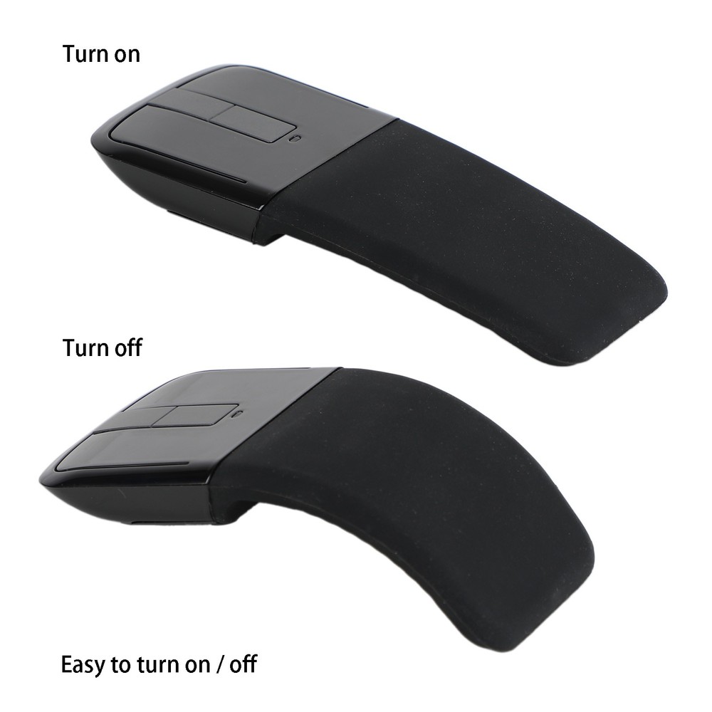 Wireless Mouse with USB Mini Folding Mouse 2.4GHz Arc Optical Touch Mice Black💯