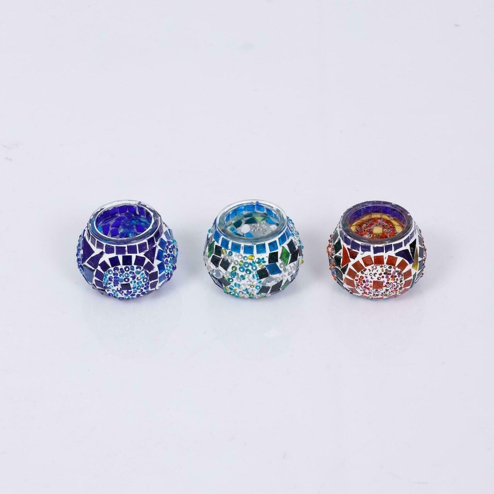 Blue and White Quad Mosaic Candleholder