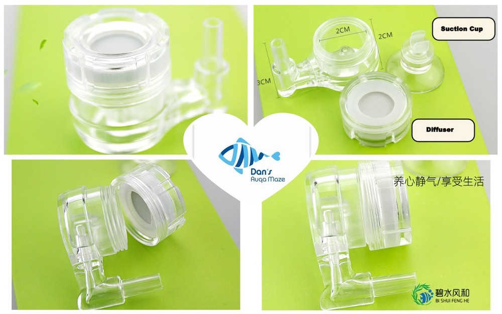 Aquarium 2 In 1 Acrylic Co2 Diffuser Bubble Counter CO2 Diffuser Suction Cup