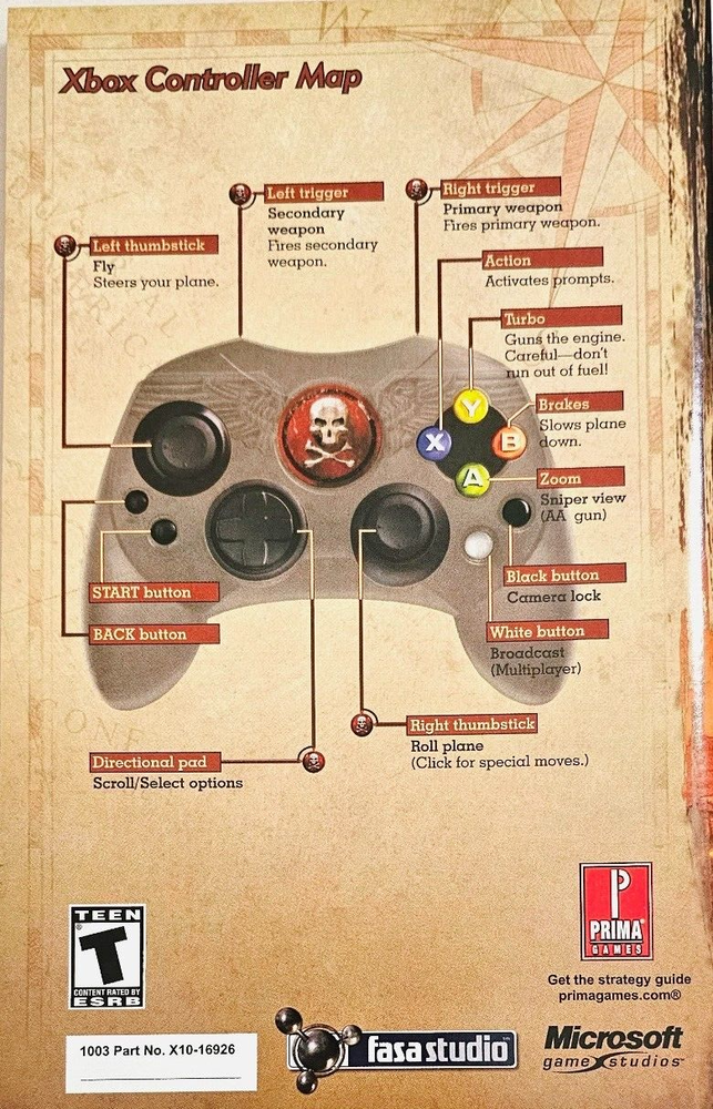 Replacement Xbox LIVE Game Manual Guide CRIMSON SKIES