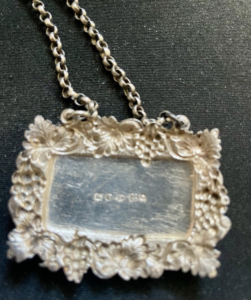 Sterling Silver Decanter Bottle Labels Birmingham Joseph Willmore Hallmarked