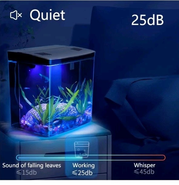 Complete 1.2 Gallon Fish Tank Starter Kit w/ LED Light, Filter For Small Fish