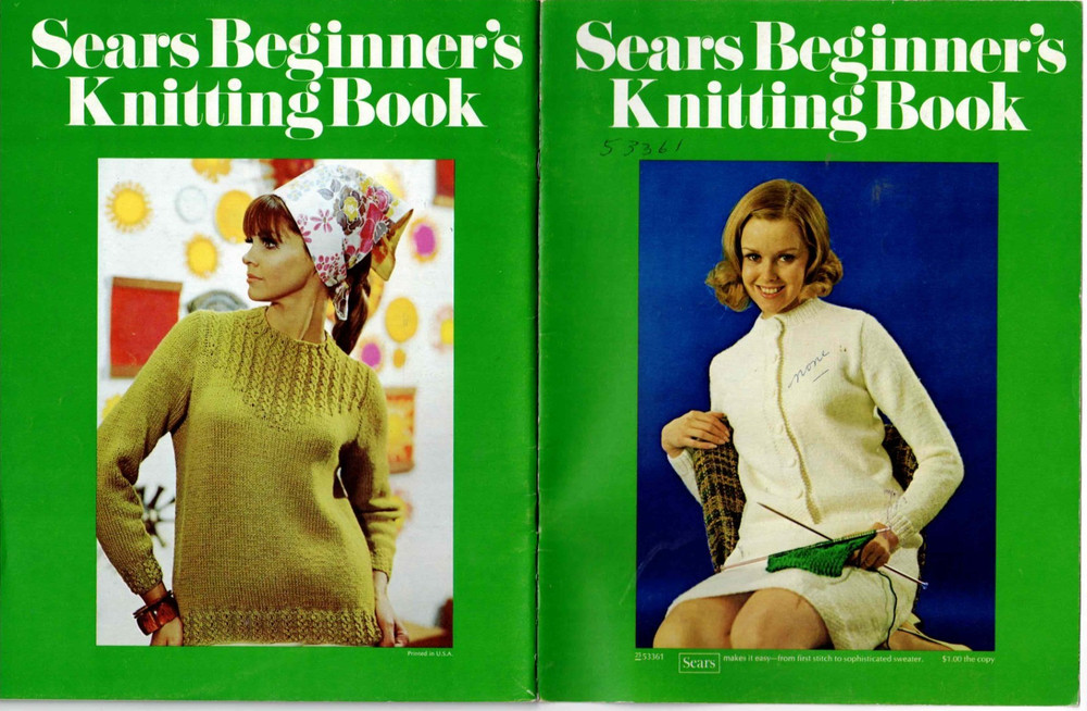 Sears Beginner's Knitting Book Basic Instructions 4 Patterns 1970's Vintage