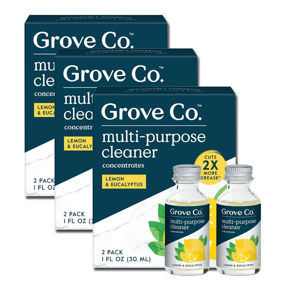 Grove Co. Multi-Purpose Cleaner, Refill Concentrate (6 x 1 Fl Oz) Plant-based...
