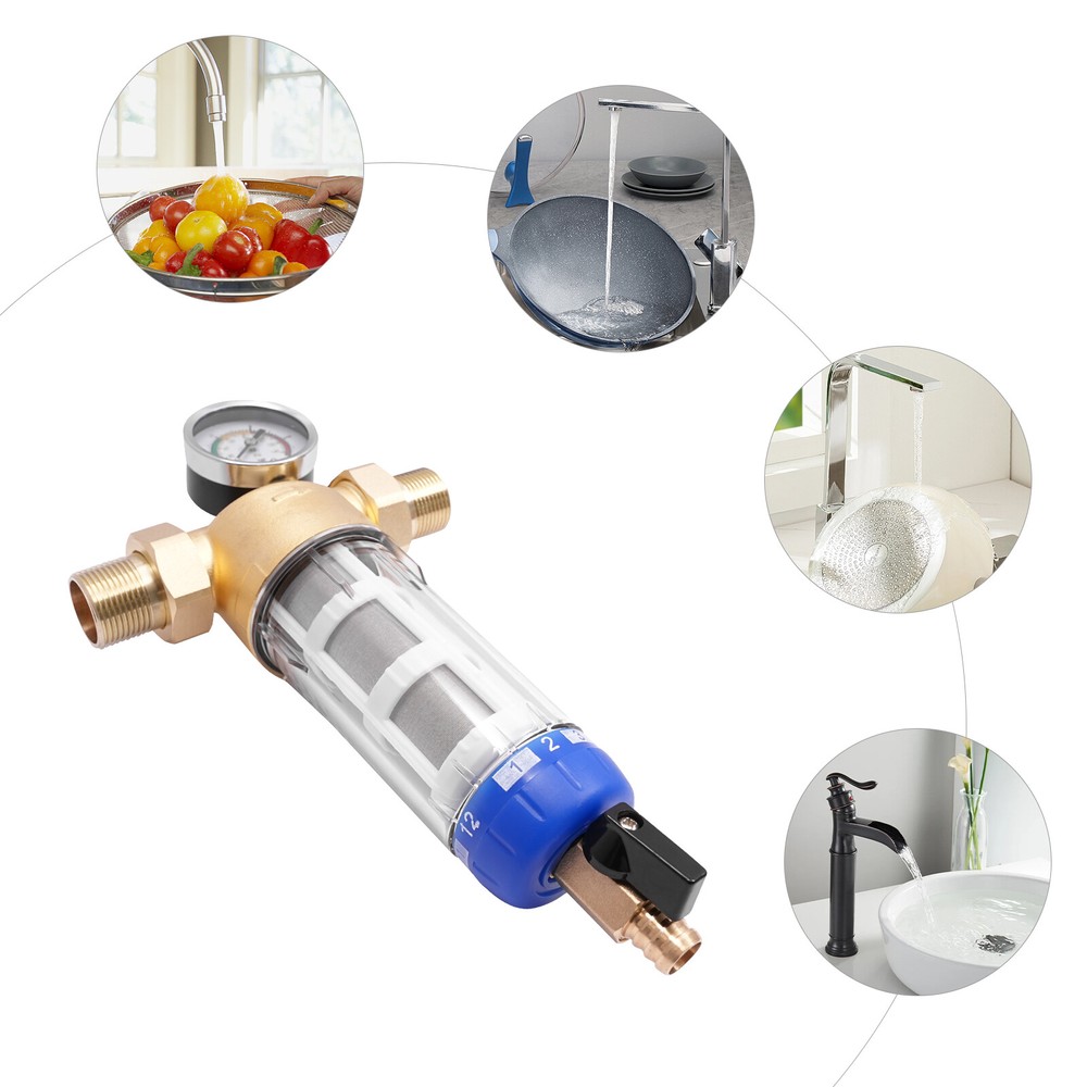 Purewater Whole House Water Pre Filter System Reusable Spin Down Sediment Filter