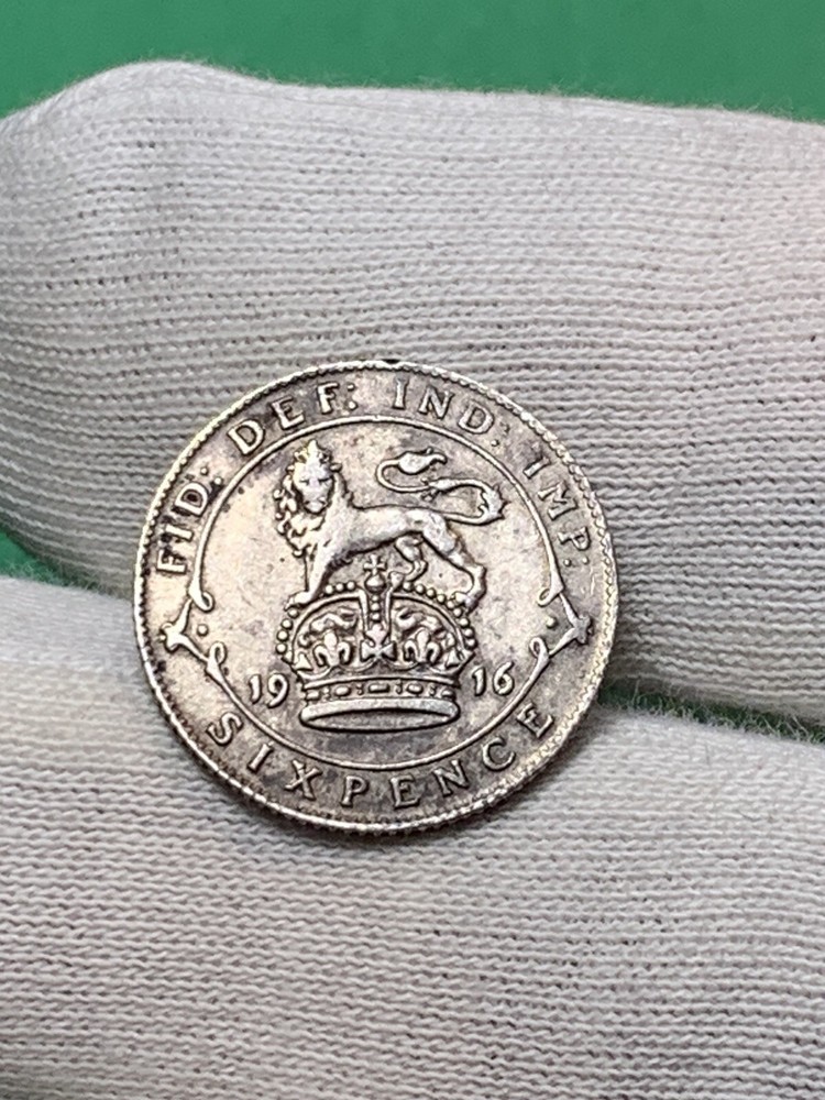 1916 Great Britain 🇬🇧 Silver Six 6 Pence (A2192)