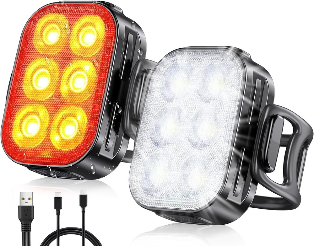 Compact Bicycle Night Light Set - Easy Install Waterproof Fast USB Recharge