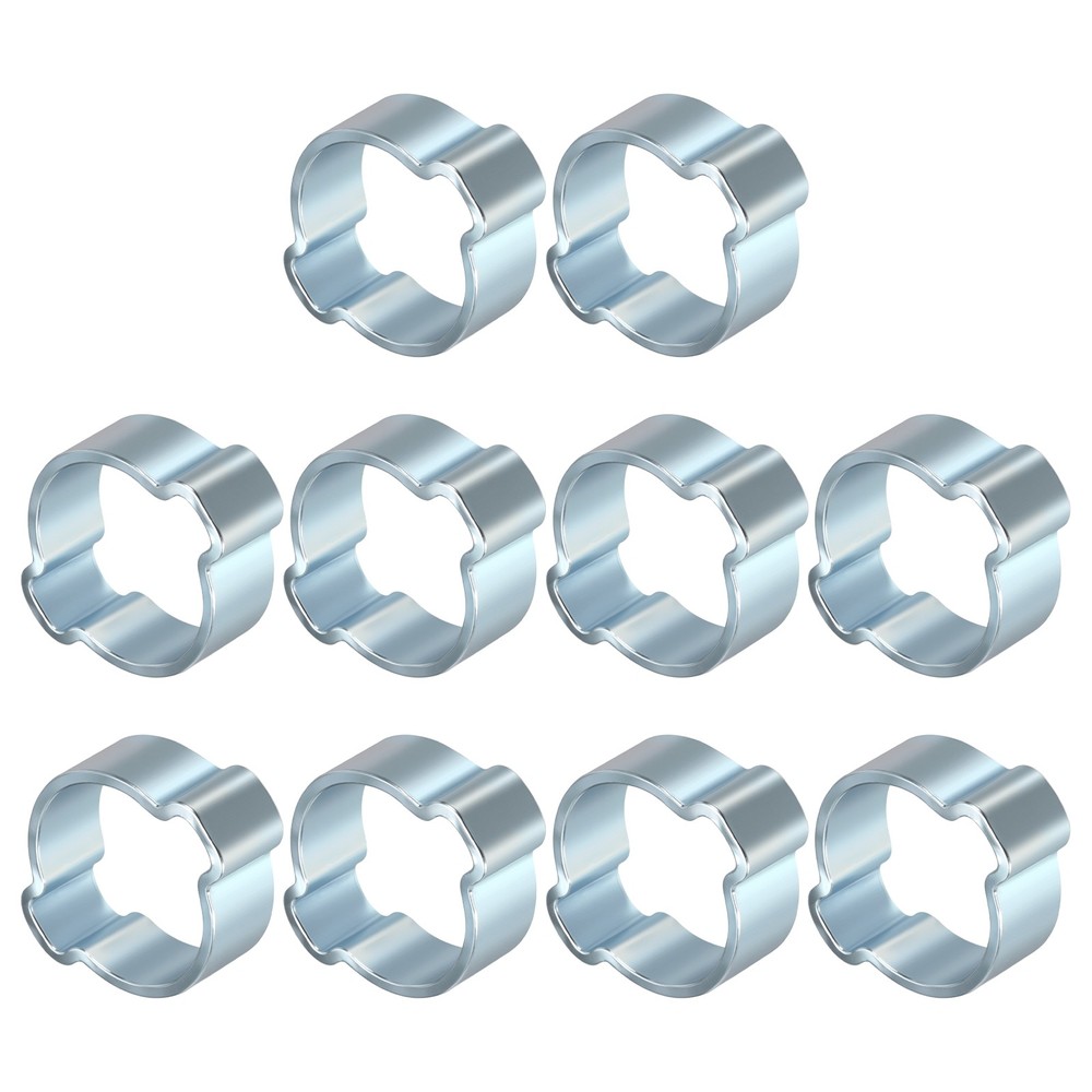 10 Pack Galvanizing Plate Double Ear Hose Clamps, Working Range 15-18mm