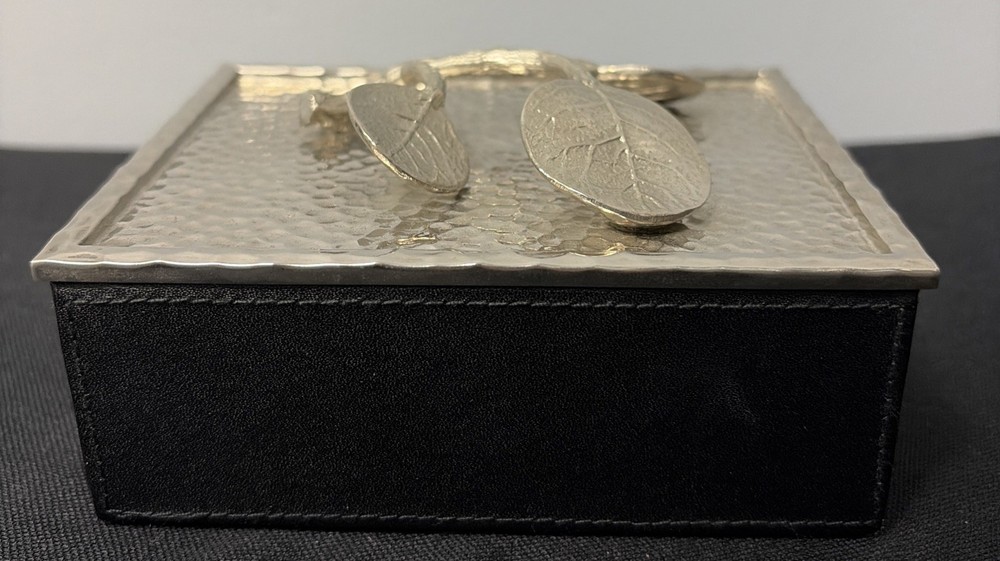 Michael Aram Black  Leather Botanical Leaf Box