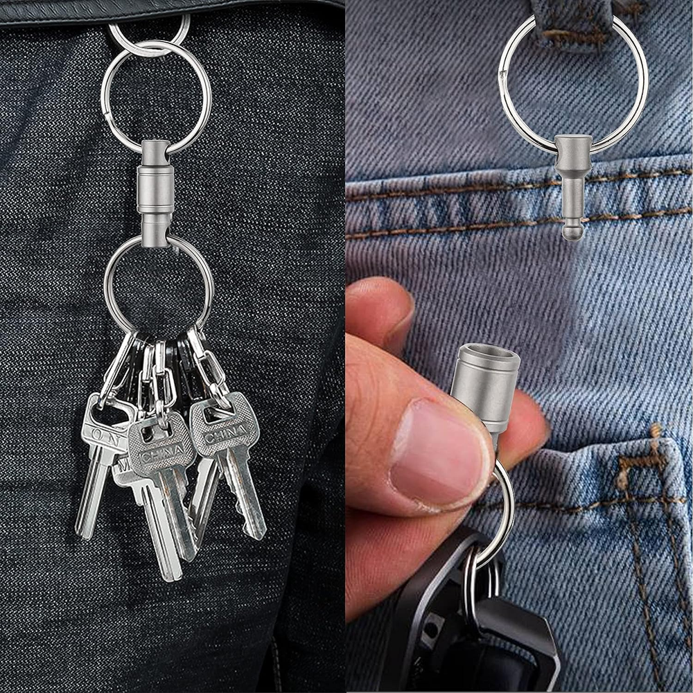 Titanium Quick Release Keychain, Upgraded Detachable Key Ring Key Holder with 2