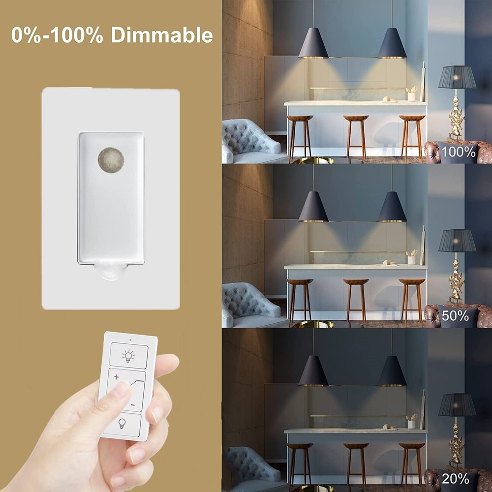 Smart Wireless Light Switch Kit No Wiring Dimmer Remote Control Work with Alexa