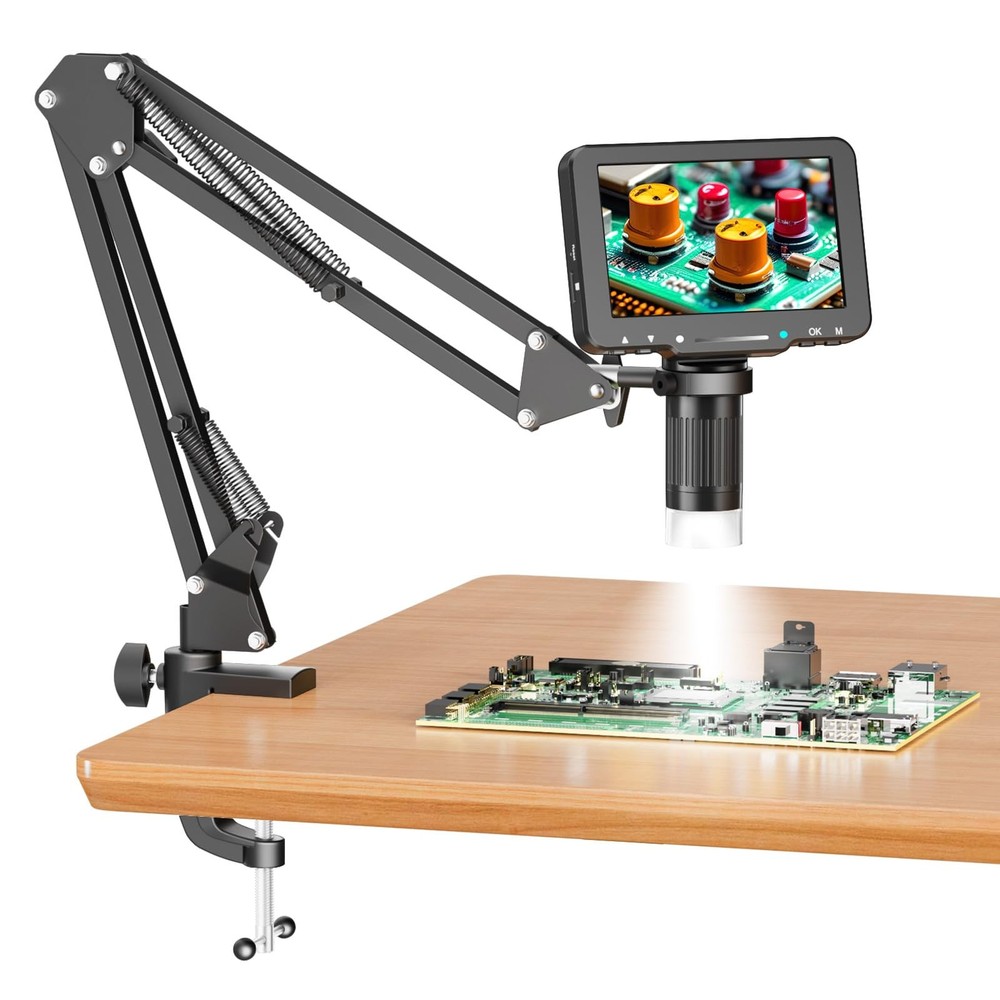 Aikokkl 5" LCD Digital Microscope, 1000X Magnification Soldering Microscope f...
