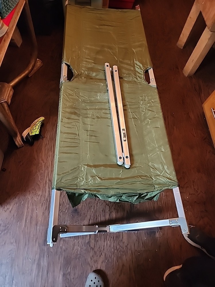 US Military Issue Compact Lightweight Foldable Aluminum Sleeping Cot -