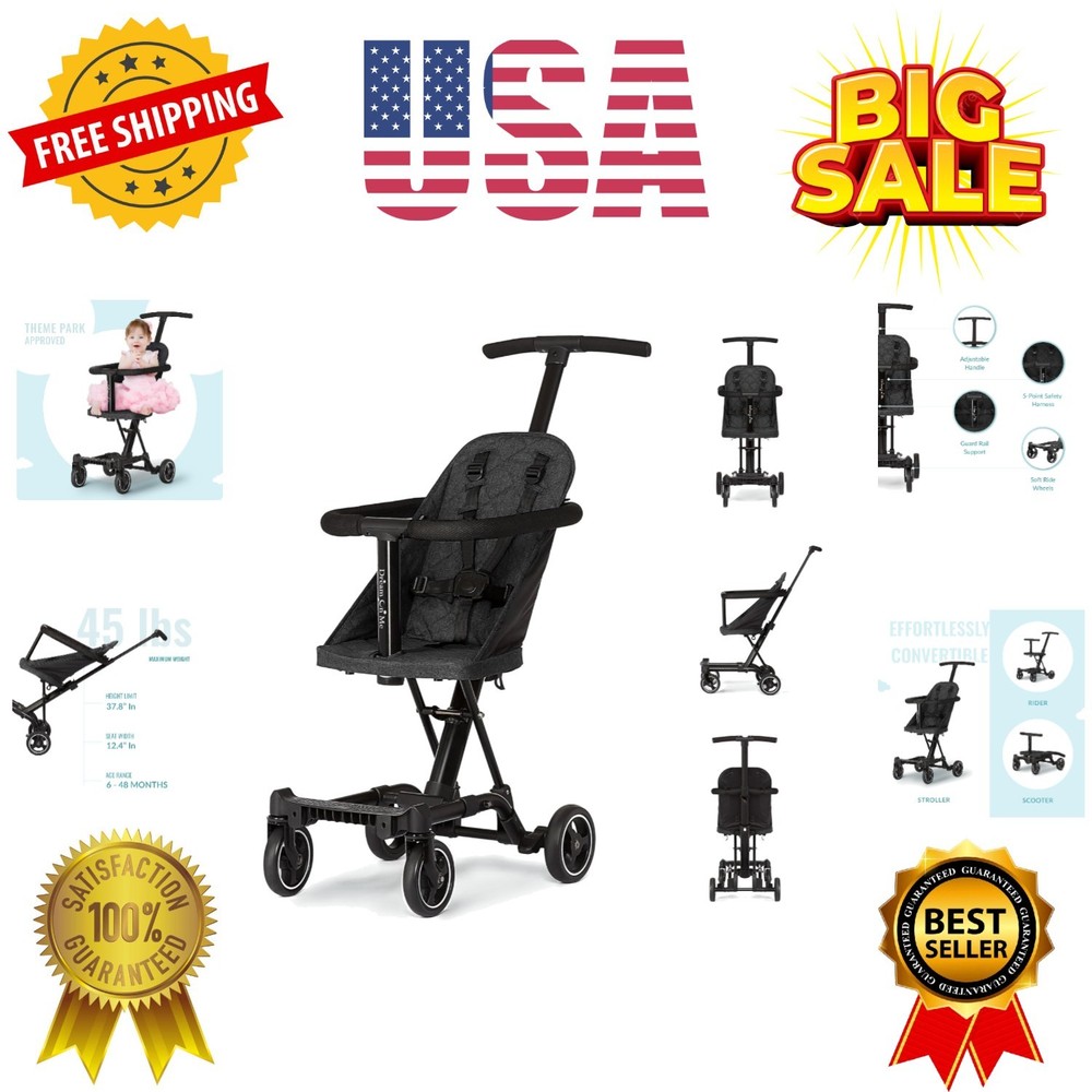 Lightweight and Compact Coast Rider Stroller with One Hand Easy Fold, Adjusta...
