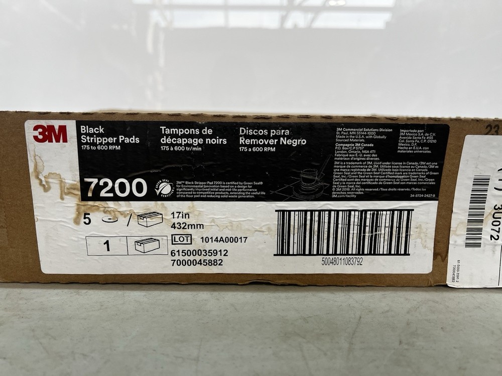 3M Black Stripper Pad 7200 17” 5 Pack