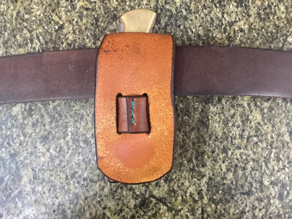 Leather Folding Knife Belt Loop Sheath Buck 110 Size (Sheath Only)