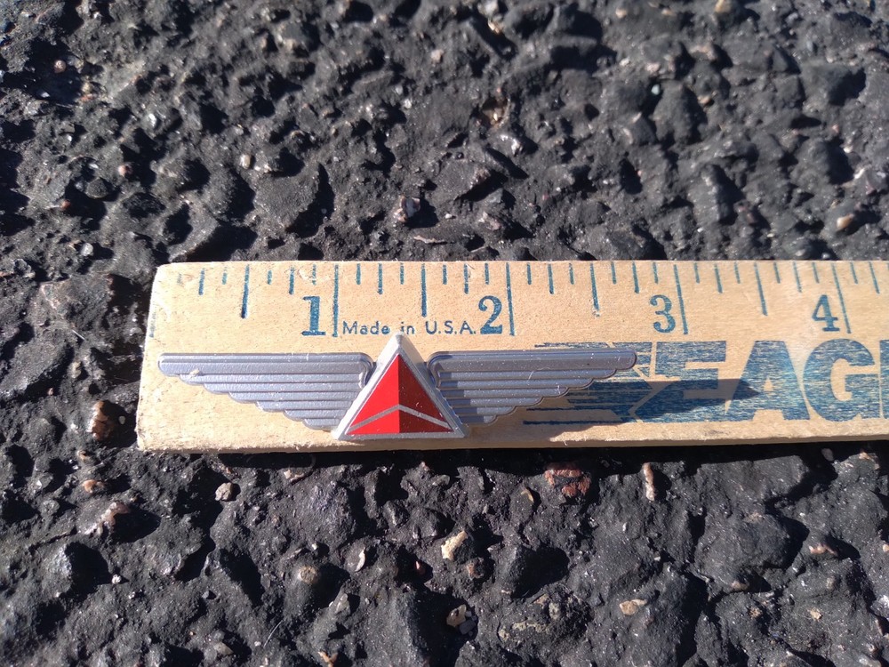 Delta Wings Brooch Pin Silver Red Triangle