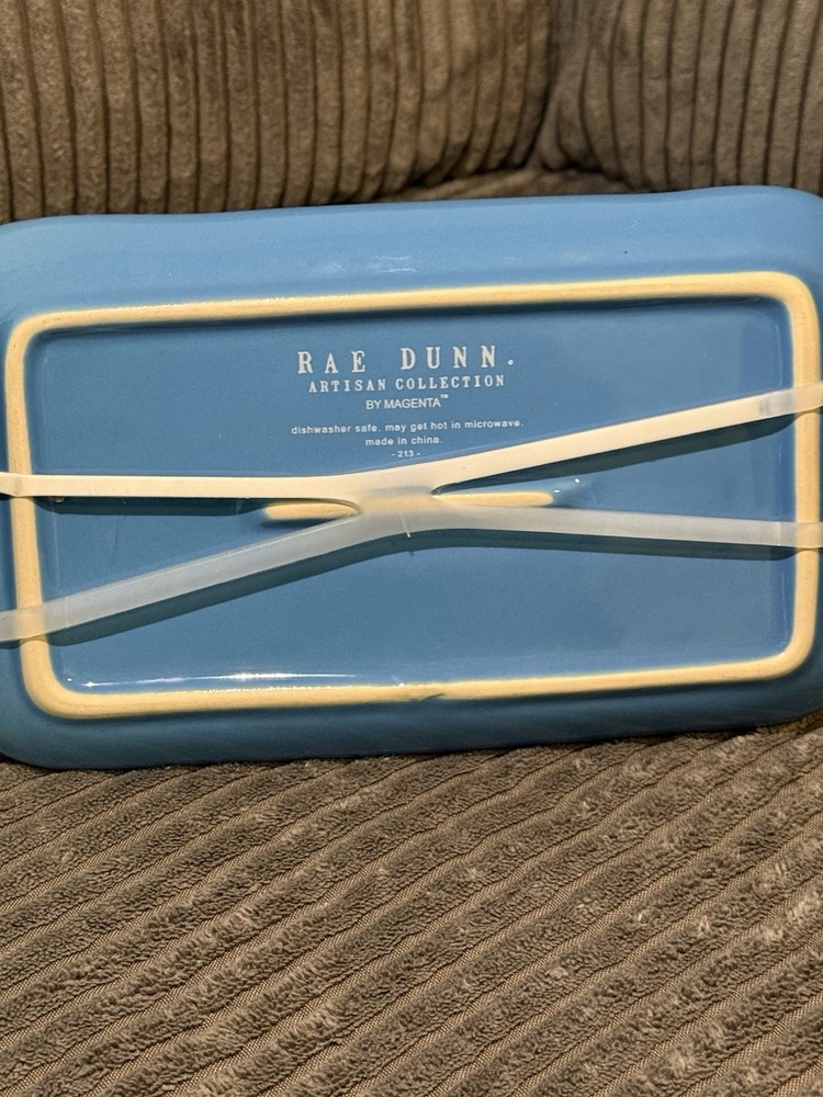 Rae Dunn White & Blue Covered Butter Dish - NWT