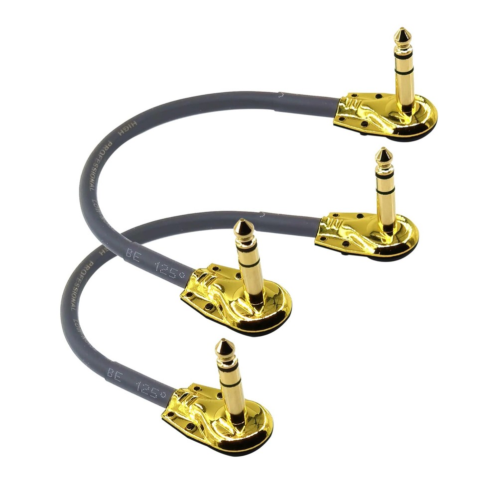 1/4 inch Right Angle TRS Stereo Dual Channel Guitar Flat Patch Cable Low Prof...