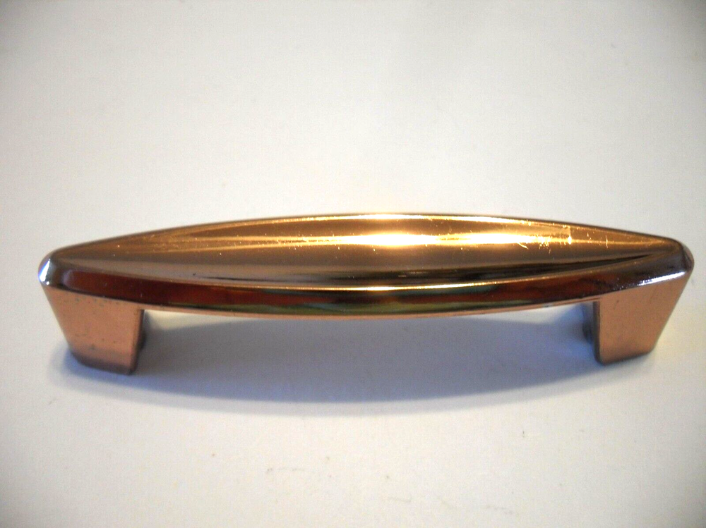 Vintage Polished Copper Concave Drawer Pulls Flared Bases Cabinet Handles