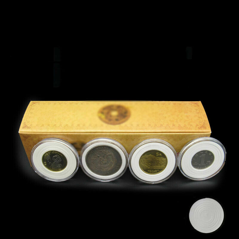 20Pcs 46mm Round Coin Capsules Plastic Holder Display Storage Box Case Container