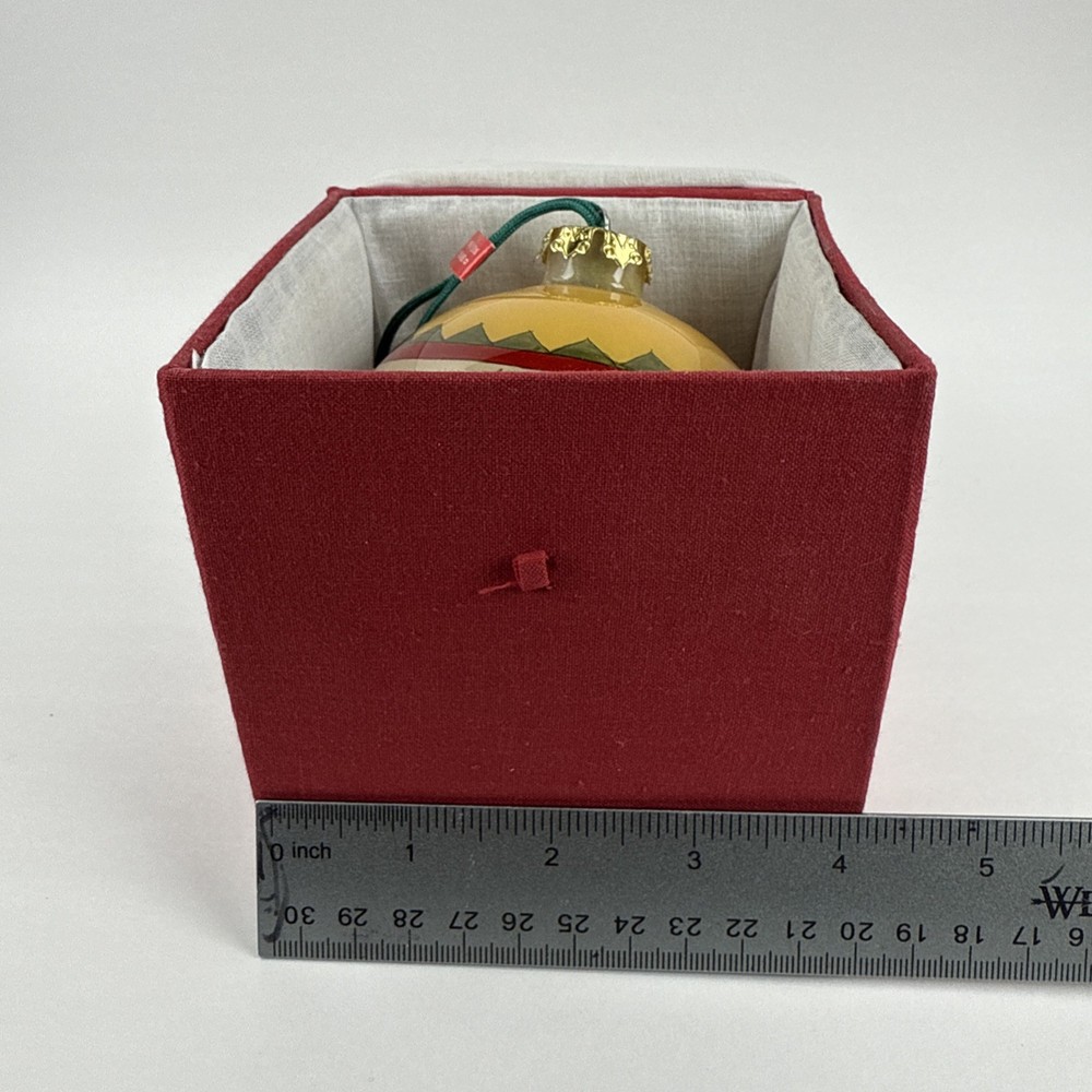 Christmas Ornament Ball Reverse Hand Painted Pine Cones Large With Box