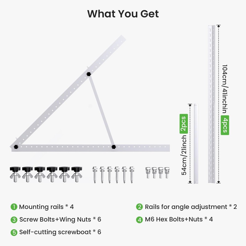 41in Adjustable Solar Panel Mount Brackets with Foldable Tilt Legs, Aluminum ...