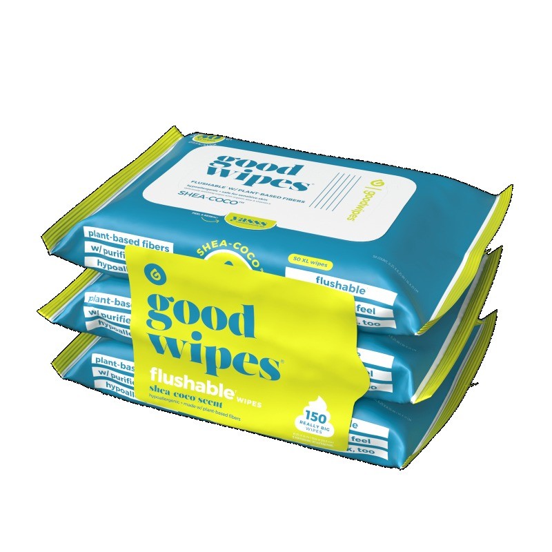 Flushable Butt Wipes, Shea-Coco Scented, 3 Pack, 150 Total Wipes