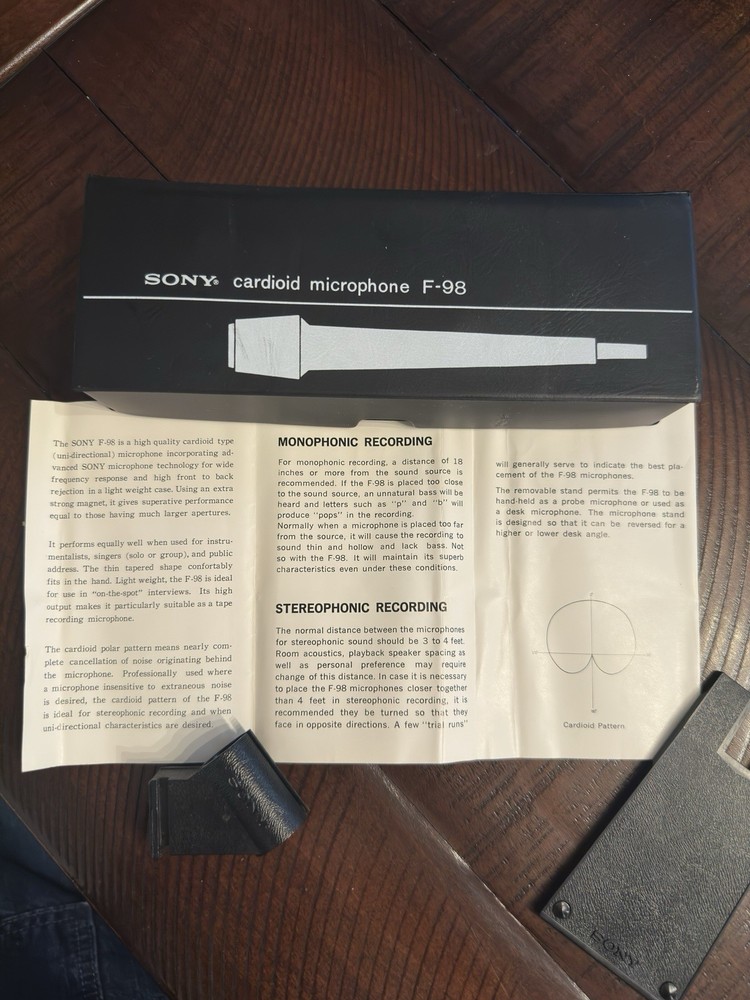 NOS SONY Cardioid F-98 Microphone. Mint.