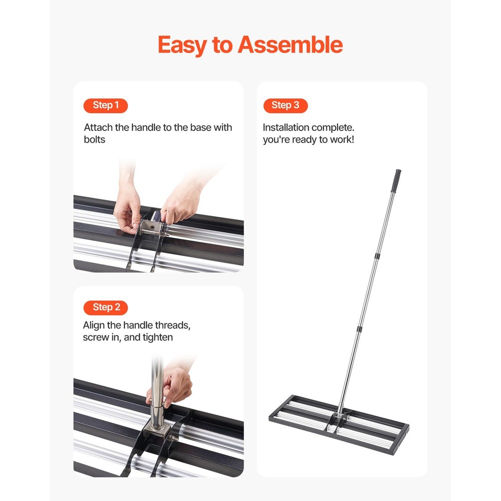 30"x10" Soil Leveling Rake 83" Adjustable Handle Yard Lawn Leveler Tool