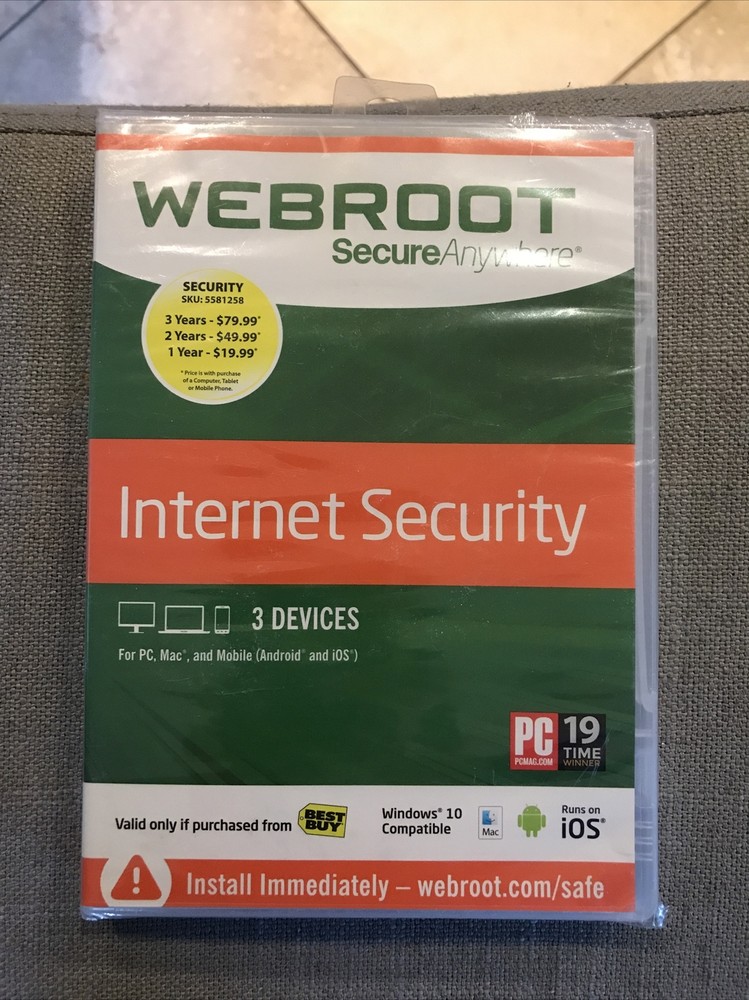 Factory Sealed! WEBROOT Secure Anywhere Internet Security - Antivirus 3 Devices