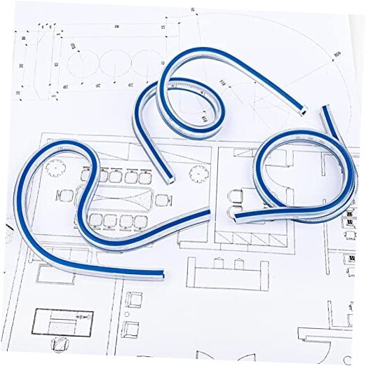 Flexible Curve Ruler 12 Inch Ruler Bendable Curve Template, Double Side Scale