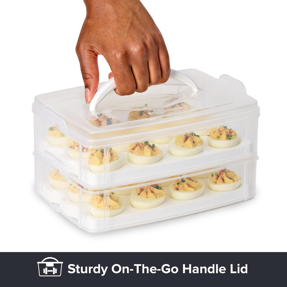 Snapware (2-Layer, 24 Eggs) Plastic Detachable Deviled Egg Carrier Storage Co...