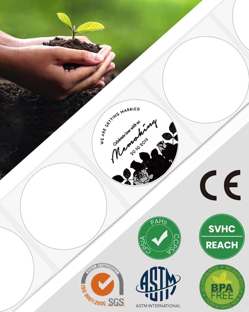 3 Roll Phomemo Thermal Sticker Label Self-Adhesive Round Direct Thermal Labels