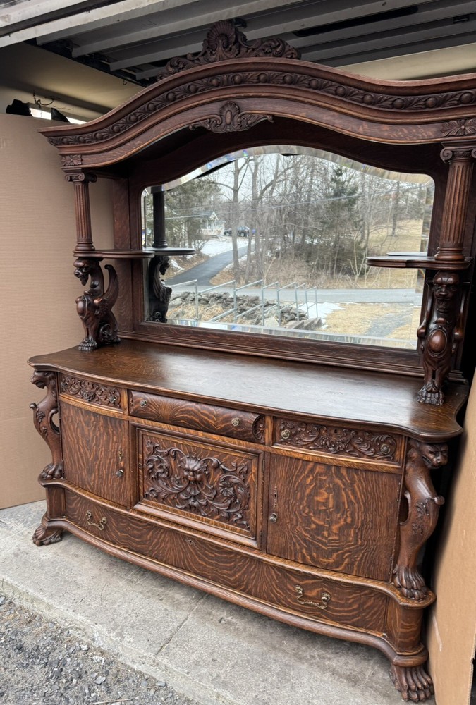 R. J. HORNER OAK WINGED GRIFFIN SIDEBOARD