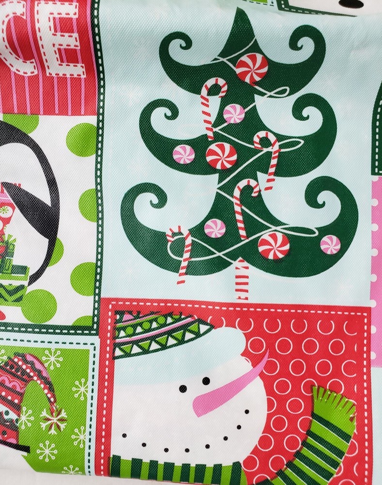Vinyl Kitchen Tablecloth,52"x90"Oblong(6-8 people) CHRISTMAS THEME PATCHWORK,ELH