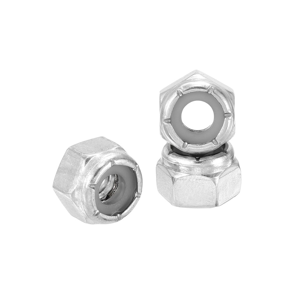 80Pcs Nylon Lock Hex Nuts - [1/4" x 20], 304 Stainless Nuts, Silver
