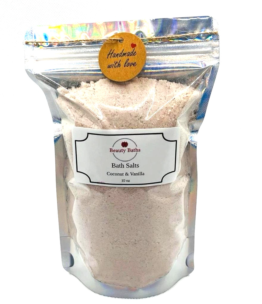 Value Size Coconut Vanilla Bath Salts Epsom Salt Bath Soak Handmade Gift for Her