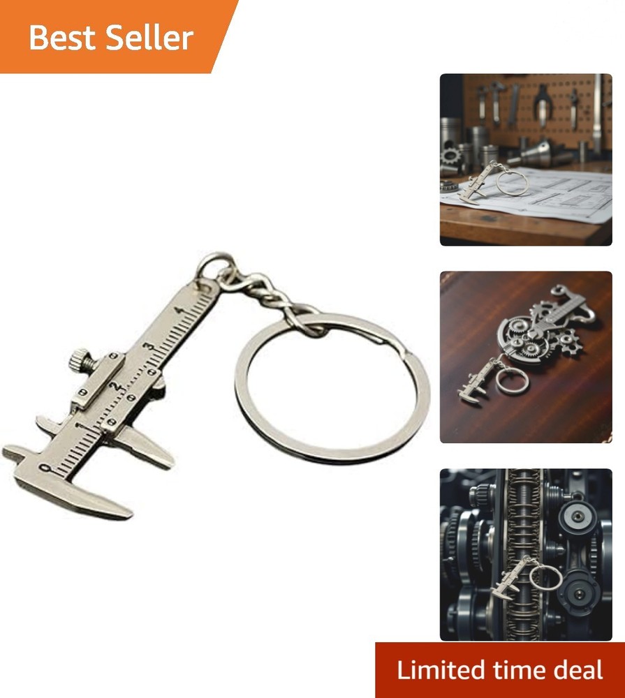 Miniature Silver Vernier Caliper Keychain - Precision Pocket Tool in Zinc Alloy