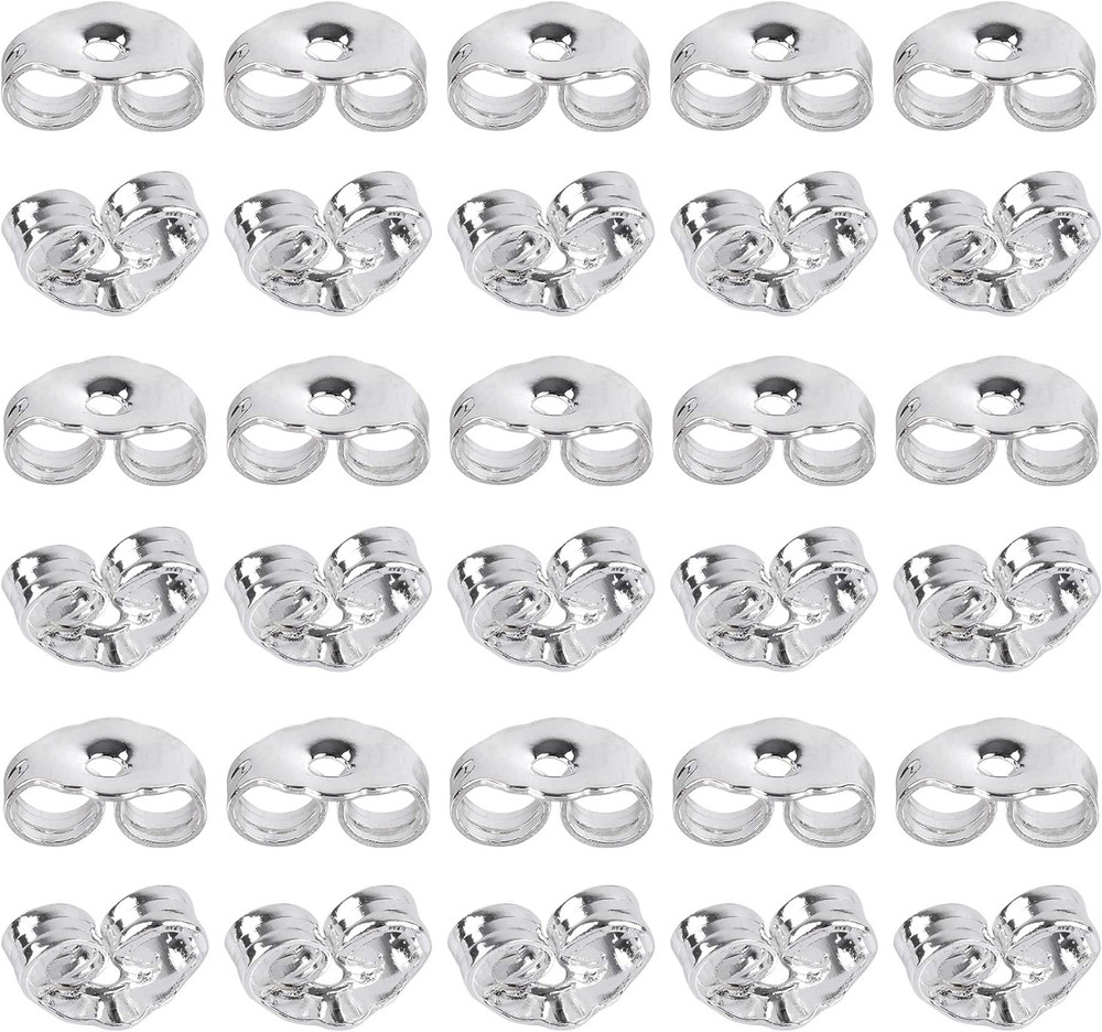 30Pcs/15 Pairs 925 Sterling Silver Earring Backs Replacement Secure Ear Lockings