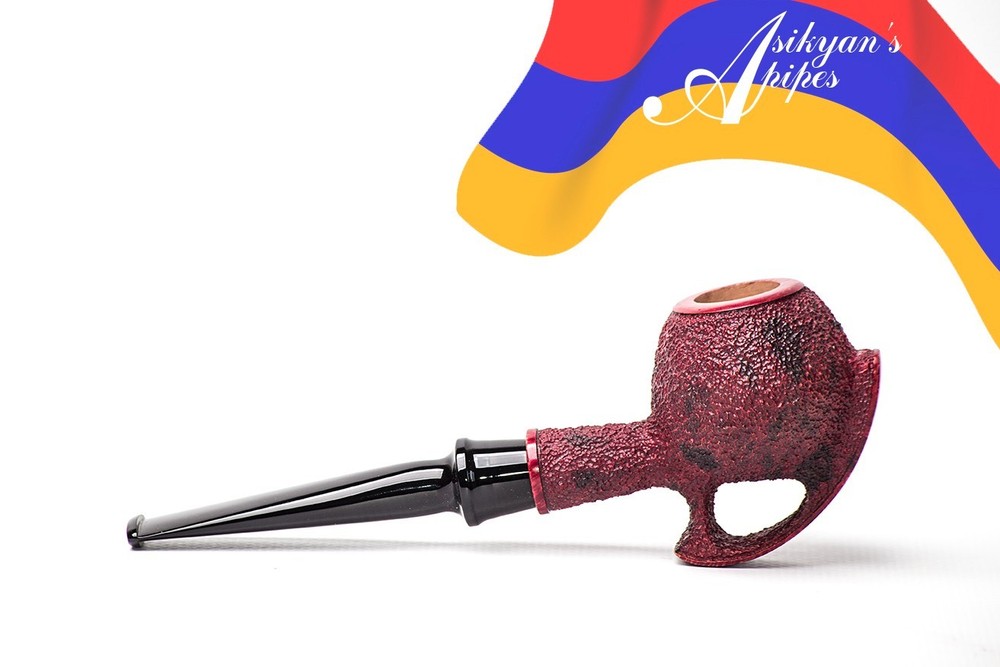 Asikyan Pipe #487/26 Apple Rusticated Art Carved Hand Made