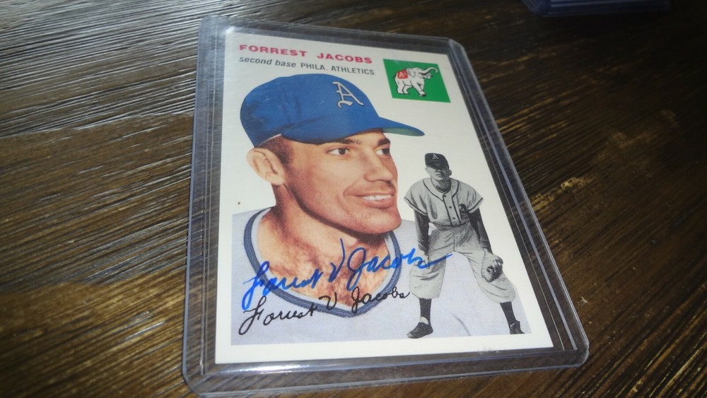 1954 TOPPS FORREST JACOBS   AUTOGRAPHED BASEBALL CARD