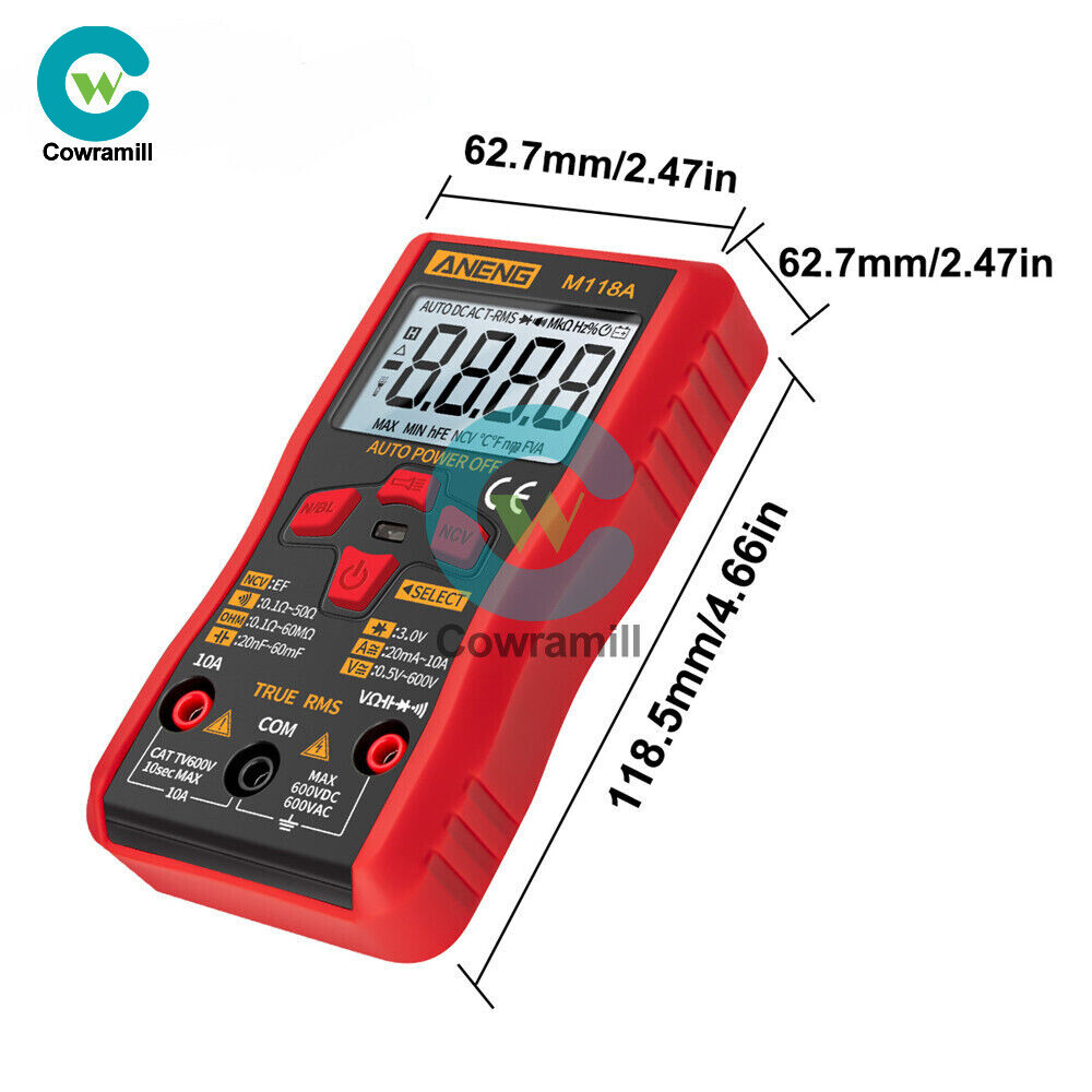 Digital Multimeter AC DC Voltmeter Ammeter Ohmmeter Volt Tester Meter M118A