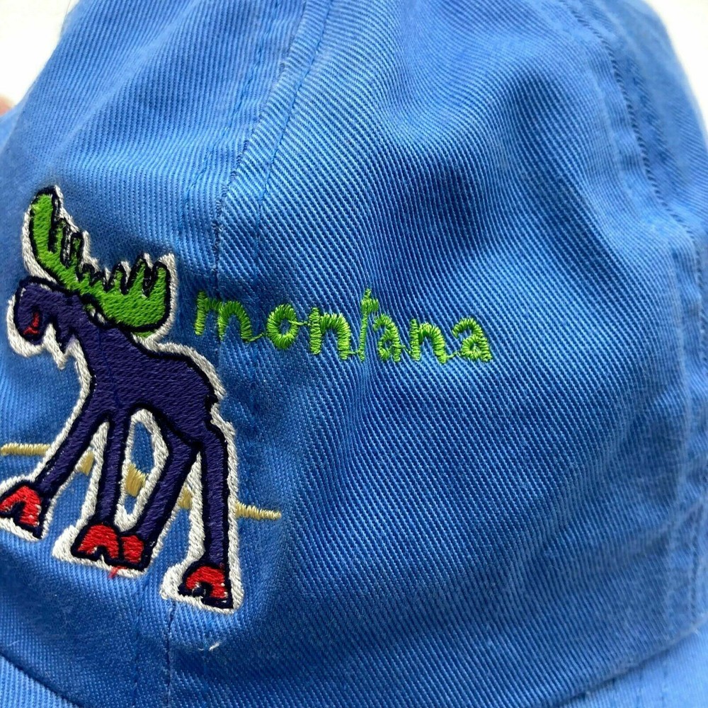 Montana Moose Hat Cap Youth Blue Strap Back Adjustable