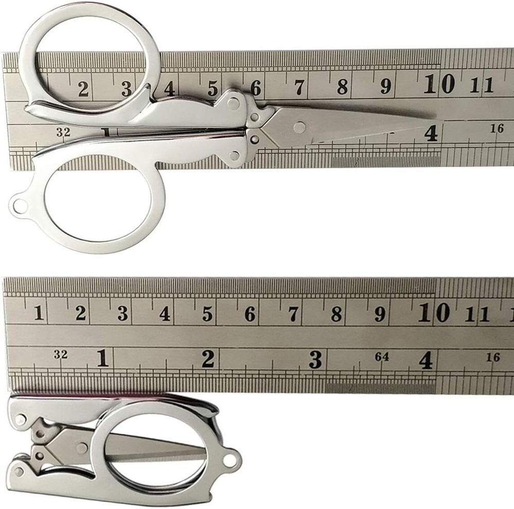 2Pcs Mini Scissors,Foldable Scissors Stainless,Travel for Can Silver