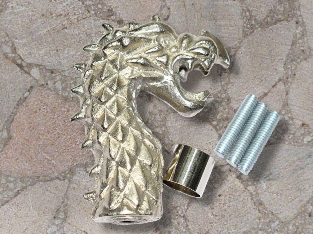Handmade Vintage Antique Walking Cane Handle Dragon Silver  Handle