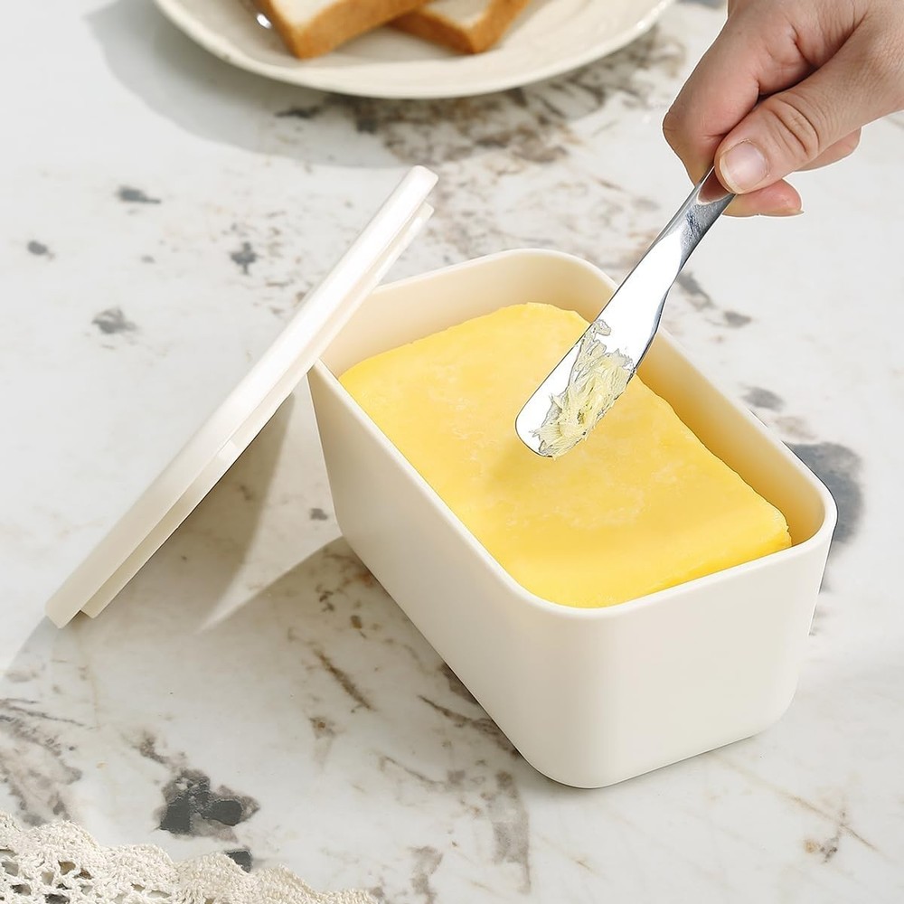 Elegant Butter Dish with Lid & Knife - Dishwasher Safe Plastic Storage Solution